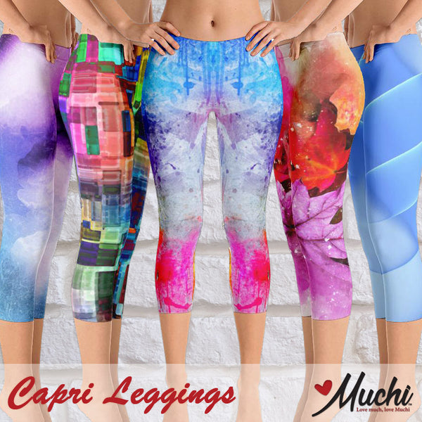 Artist-designed women's capri leggings by Muchi USA
