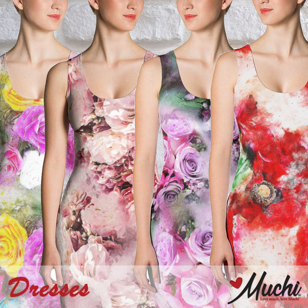 Artist-designed women's dresses by Muchi USA