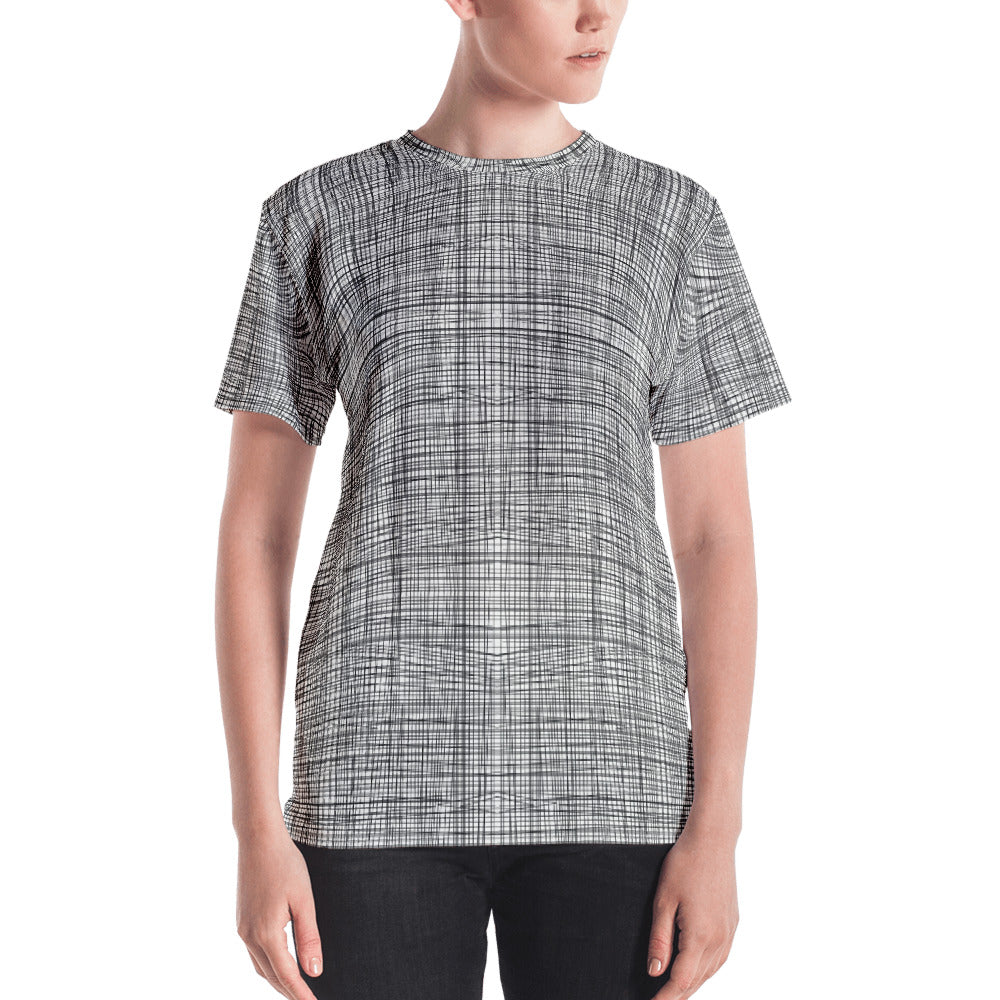 Ladies T-Shirts: Gridlines Womens T-shirt Top by MuchiUSA - Valroy's Store