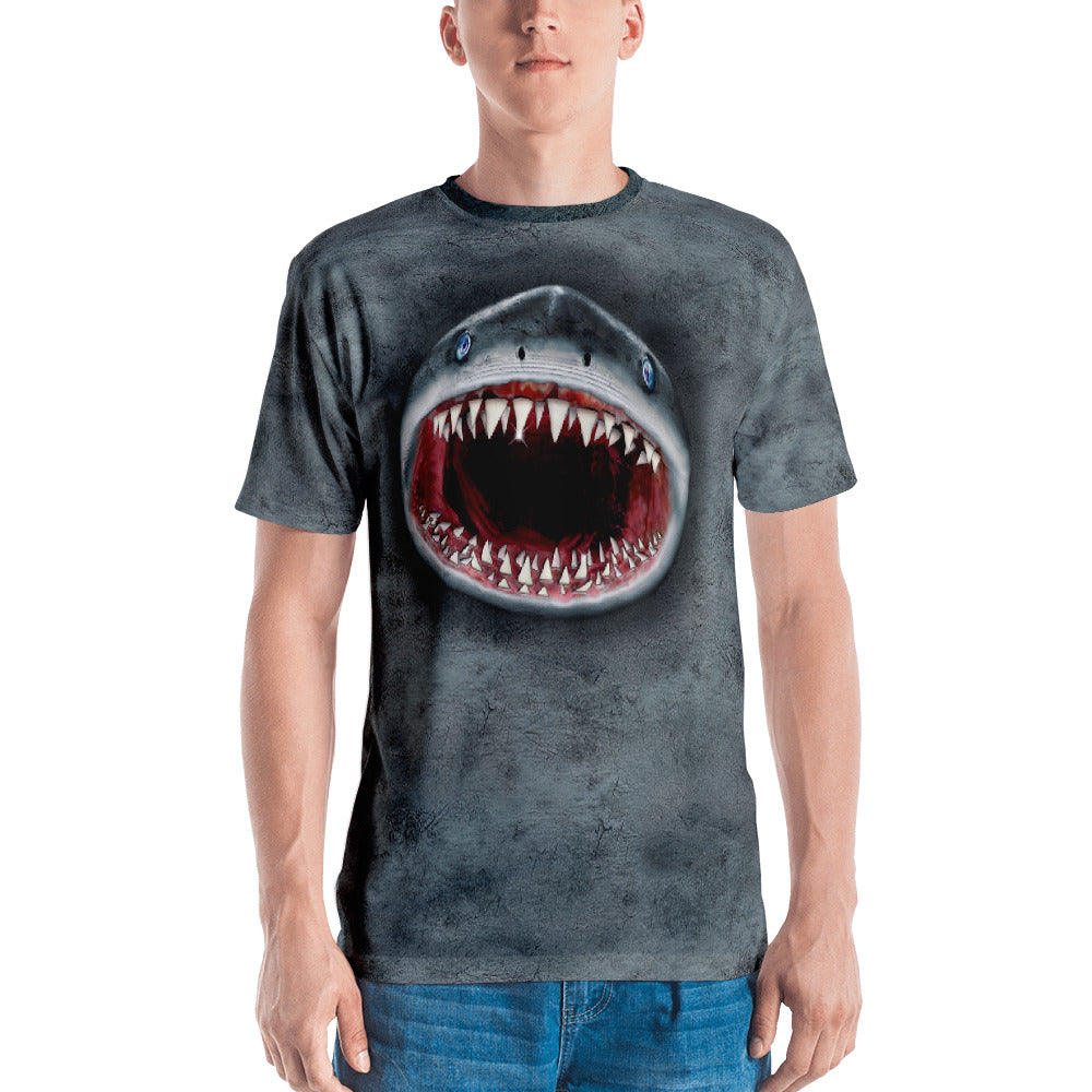 Valroys.com Gents T-Shirts - Mouthman® 3D Gray Shark Mens T-Shirt - MOUTHMAN®
