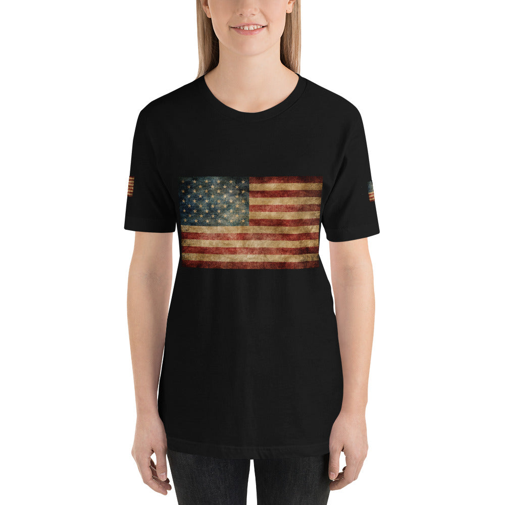Rustic Flag Rainbow Make America Again Womens Unisex Short-Sleeve T-Shirt - Valroy's Ladies T-Shirts